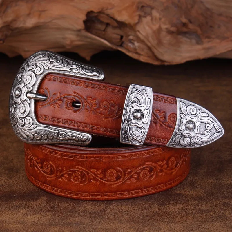 ceinture homme style western, ceinture en cuir de vache, boucle imposante, accessoire homme rustique, ceinture gravée