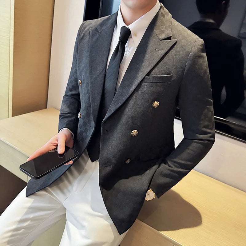 veste homme croisée carreaux, veste homme quadrillée, veste homme élégante, blazer homme style anglais, costume croisé



