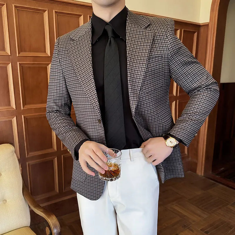 veste homme carreaux slim, veste homme style anglais, veste homme ajustée, veste de costume homme, blazer homme élégant







