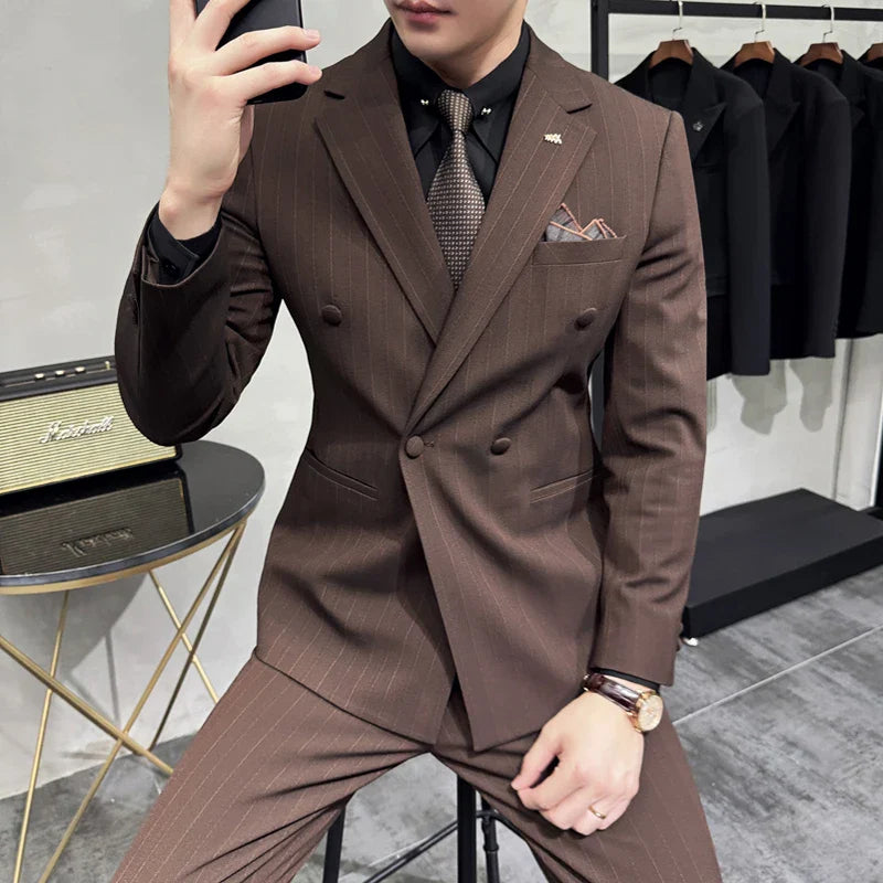 Terno masculino, terno transpassado, Terno Transpassado Listrado, terno listrado transpassado, terno listrado elegante