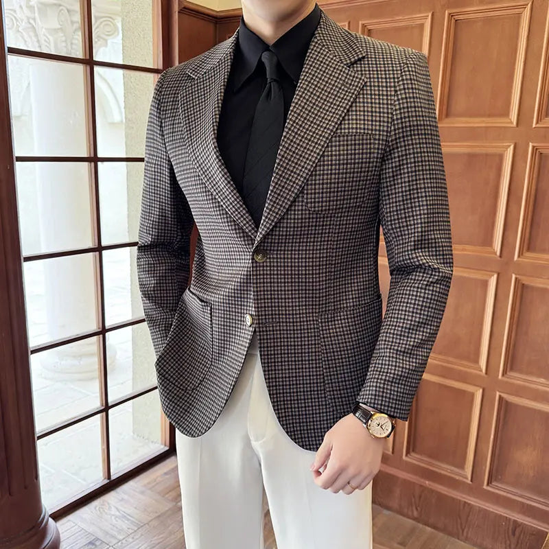 veste homme carreaux slim, veste homme style anglais, veste homme ajustée, veste de costume homme, blazer homme élégant







