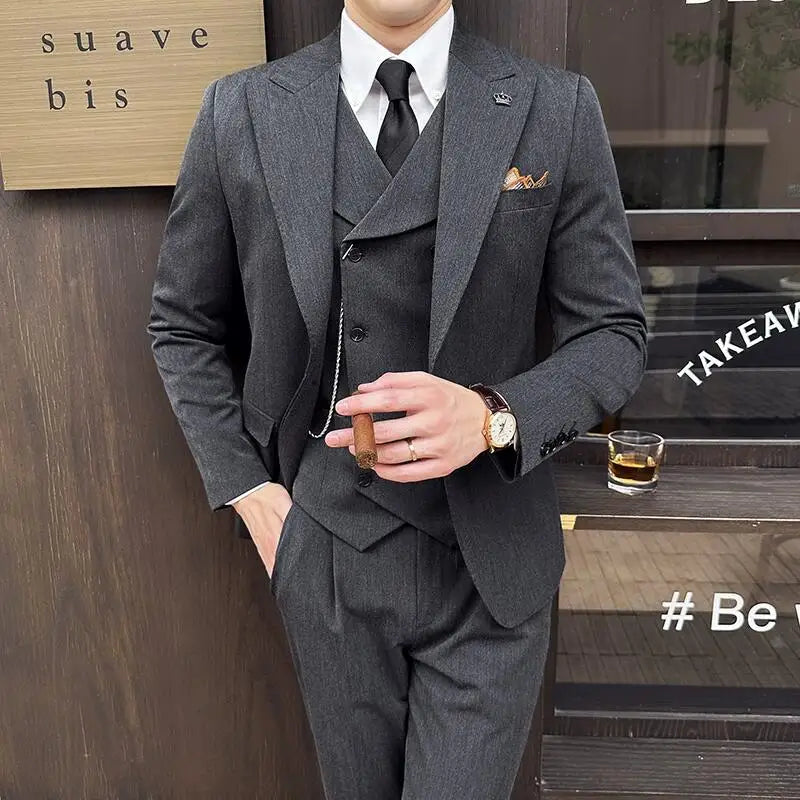 Costume Slim, Costume Homme Slim Fit, Costume Homme Complet, Costume Homme, Costume avec Gilet Croisé, Costume