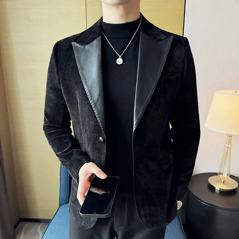 veste homme effet daim, veste homme élégante, veste homme casual chic, veste homme à revers pointe, blazer homme