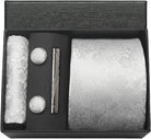 coffret cravate en soie, cravate imprimée de luxe, accessoire homme élégant, coffret cadeau pour homme, boutons de manchette et pochette