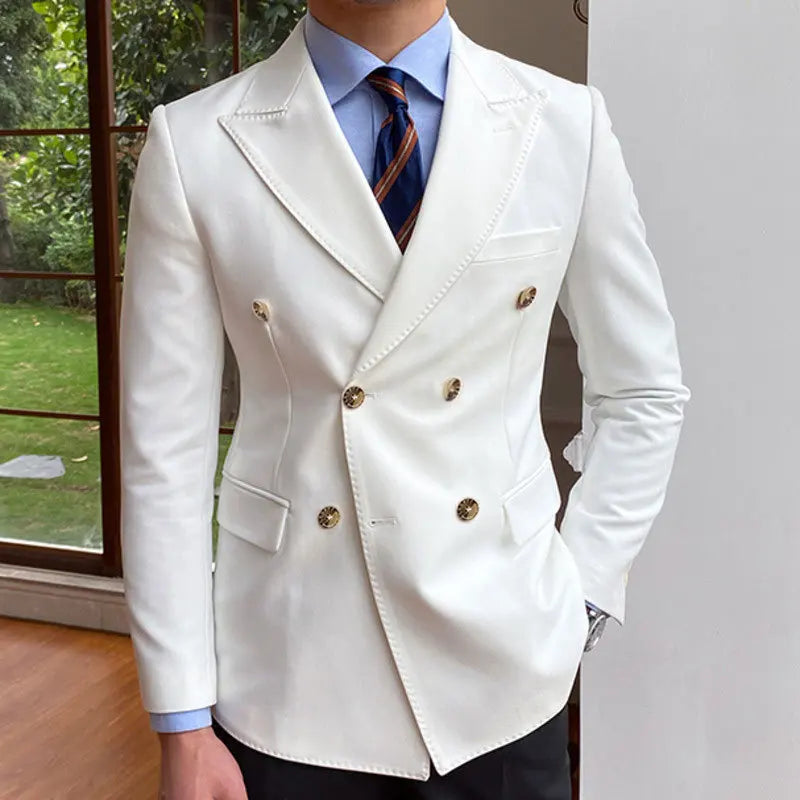 Veste croisée anglaise homme, Veste élégante homme slim fit, Vêtement formel homme Maximus, Blazer homme style britannique, Mode masculine sophistiquée









