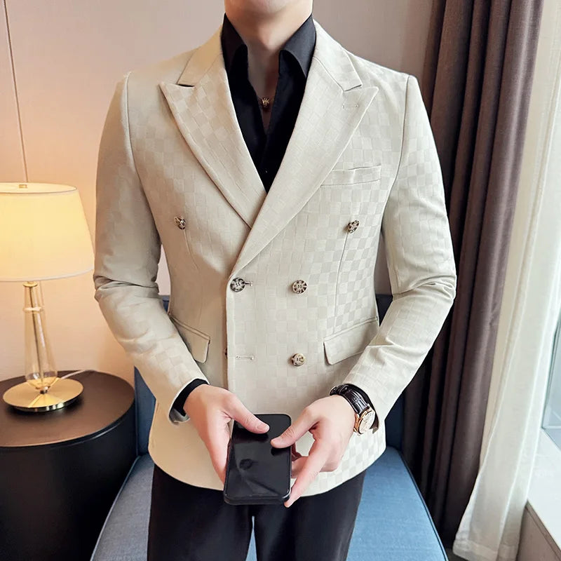 veste homme croisée carreaux, veste homme quadrillée, veste homme élégante, blazer homme style anglais, costume croisé



