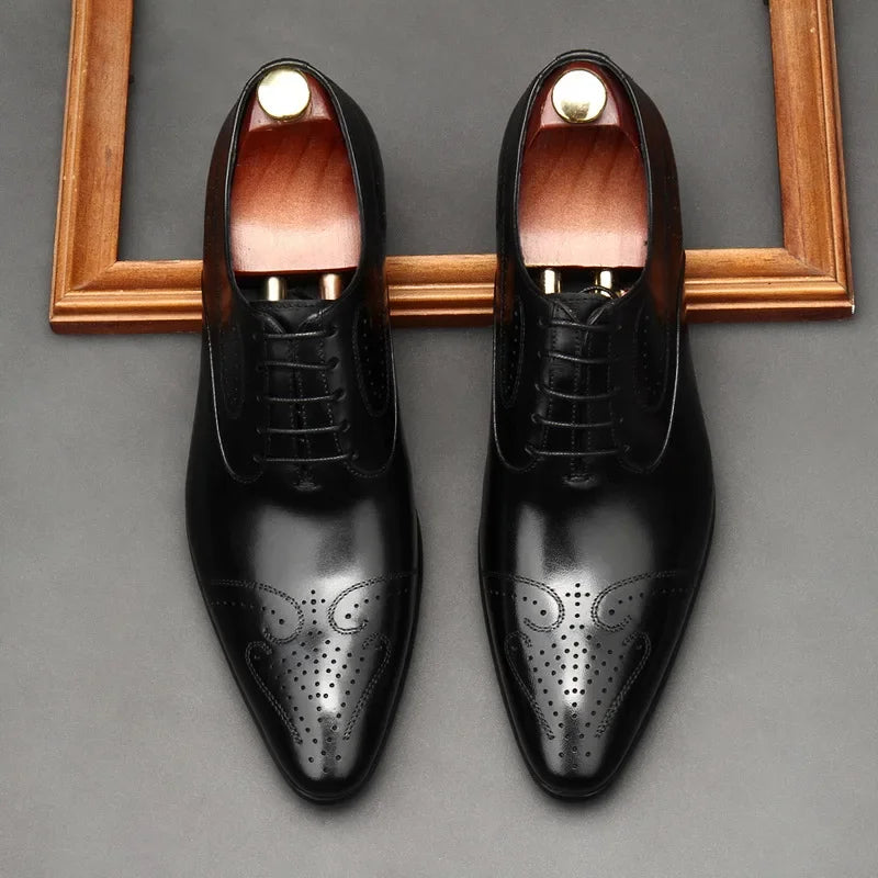 chaussure richelieu homme, chaussure homme perforée, chaussure de ville marron, chaussure formelle originale, chaussure homme bout pointu
