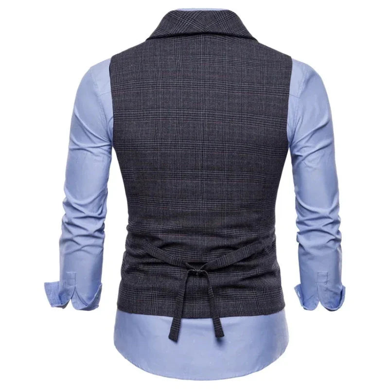 gilet homme croisé, gilet homme carreaux, gilet homme slim, gilet homme à revers, veste sans manches homme