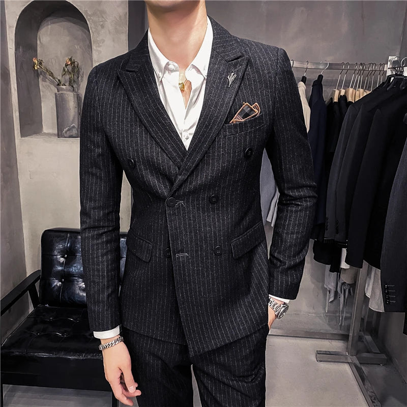 Costume Homme, Costume Homme Complet, Costume Homme Rayé, Costume Homme Croisé Slim, Costume Homme Croisé Slim à Rayures, Costume Homme Croisé, Costume