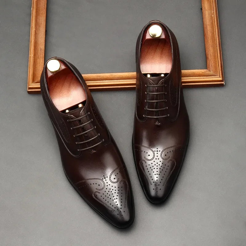 chaussure richelieu homme, chaussure homme perforée, chaussure de ville marron, chaussure formelle originale, chaussure homme bout pointu