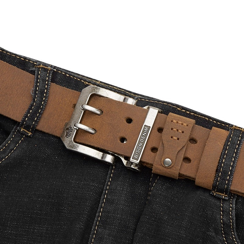 ceinture homme cuir de bison, ceinture cuir véritable, ceinture BISON DENIM, accessoire homme luxe, ceinture classique