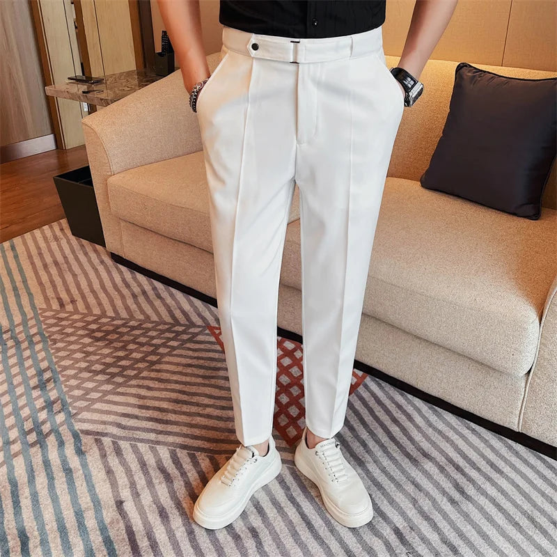 pantalon tailleur slim, pantalon homme élégant, pantalon de costume slim, pantalon homme polyester, pantalon de bureau homme