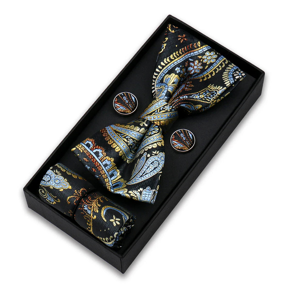 coffret cravate nœud papillon, nœud papillon imprimé, accessoire homme élégant, coffret cadeau masculin, ensemble cravate sophistiqué