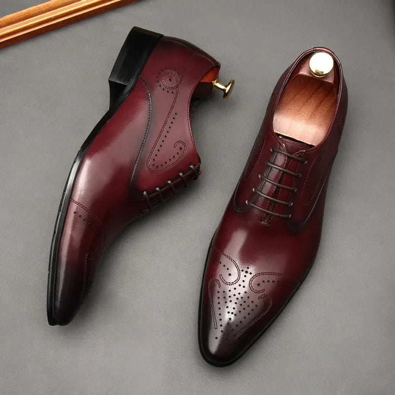 chaussure richelieu homme, chaussure homme perforée, chaussure de ville marron, chaussure formelle originale, chaussure homme bout pointu