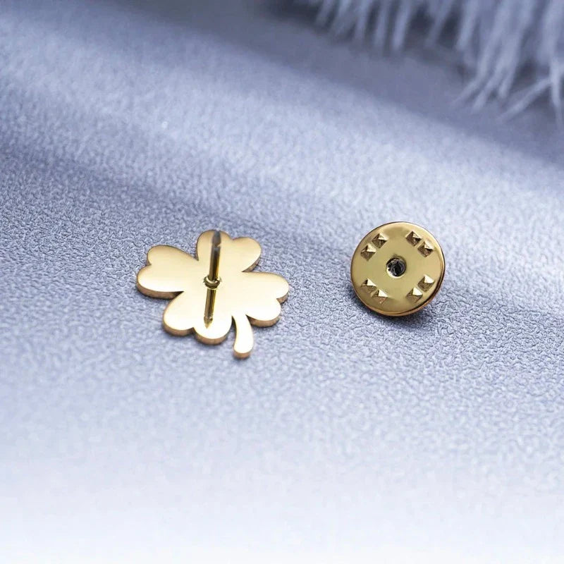 broche homme, broche trèfle, accessoire costume, broche élégante, broche porte-bonheur