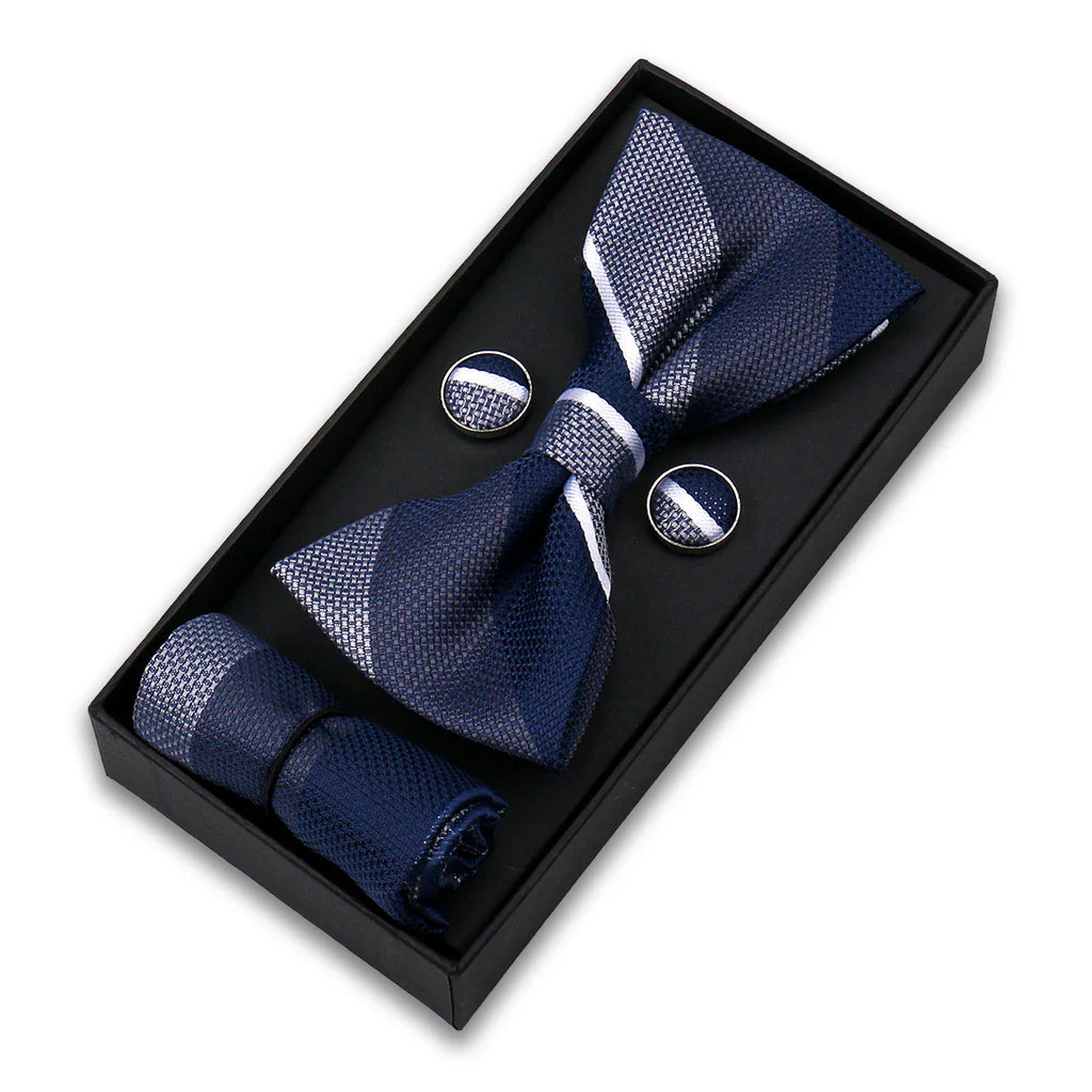 coffret cravate nœud papillon, nœud papillon imprimé, accessoire homme élégant, coffret cadeau masculin, ensemble cravate sophistiqué