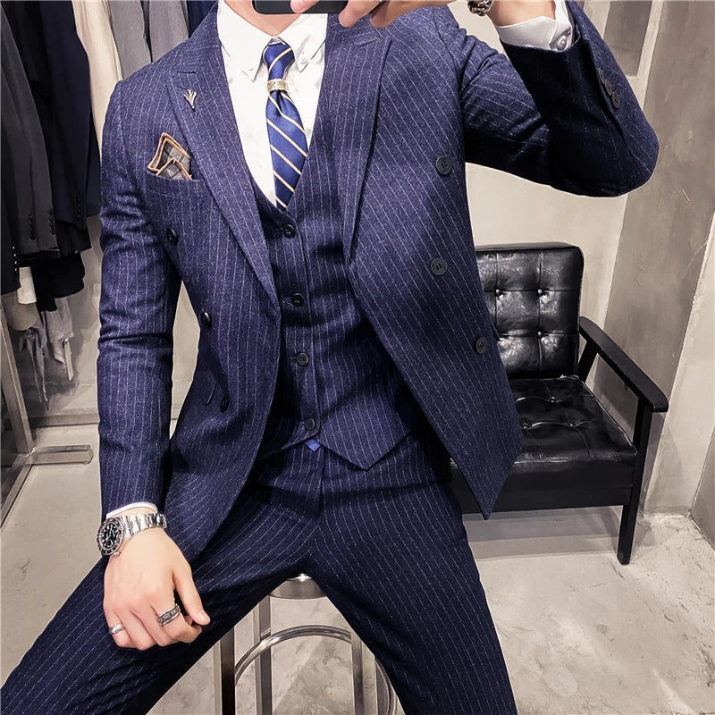 Costume Homme, Costume Homme Complet, Costume Homme Rayé, Costume Homme Croisé Slim, Costume Homme Croisé Slim à Rayures, Costume Homme Croisé, Costume