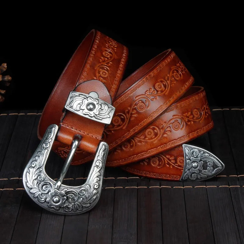 ceinture homme style western, ceinture en cuir de vache, boucle imposante, accessoire homme rustique, ceinture gravée