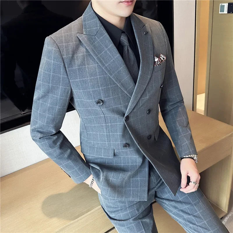 Costume Croisé 3 Pièces, Costume Croisé, Costume Homme à Carreaux, Costume Homme Slim Fit, Costume Homme Slim, Costume Homme Moderne, Costume Homme Complet, Costume Homme, Costume, Costume 3 Pièces
