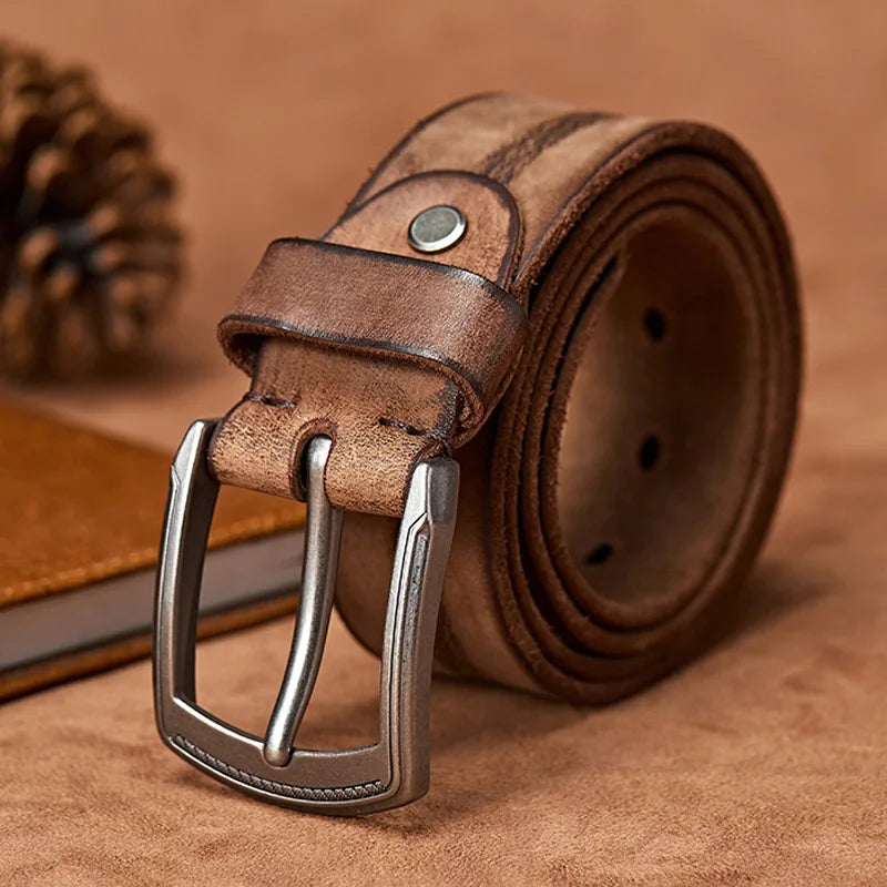 ceinture homme cuir vieilli, ceinture en cuir de vache, accessoire homme vintage, ceinture casual, ceinture en cuir robuste