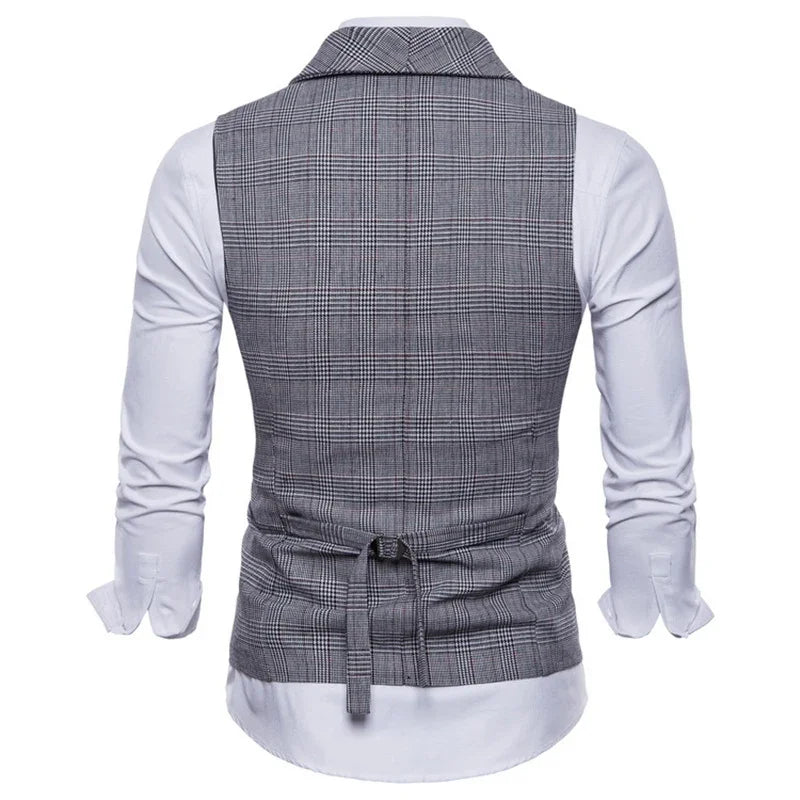 gilet homme croisé, gilet homme carreaux, gilet homme slim, gilet homme à revers, veste sans manches homme