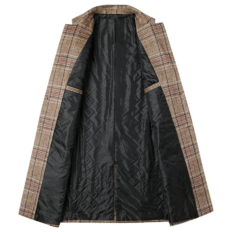 Manteau à carreaux, Manteau homme en laine à carreaux, Long manteau homme en laine Maximus, Manteau homme en laine, Manteau homme, Manteau matelassé, Manteau