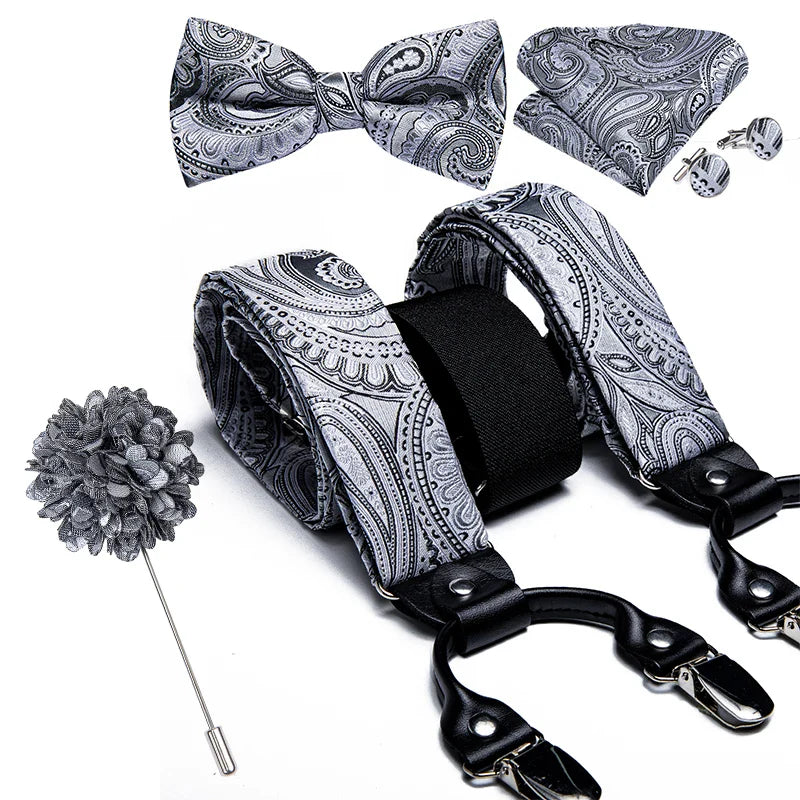 bretelles homme imprimées, ensemble luxe homme, accessoire homme élégant, bretelles soie, coffret cadeau homme