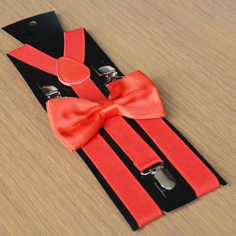 Bretelles Homme Larges 2,5 Cm Avec Nœud Papillon - Set Réglable à Clips Robustes - Pour Mariage, Bureau