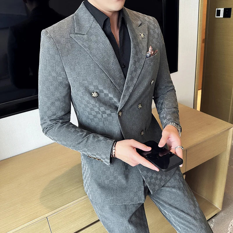 Costume homme quadrillé, Costume homme, Costume quadrillé, Costume croisé, Costume homme croisé, Ensemble homme à carreaux