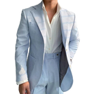 costume seersucker homme, costume bleu ciel slim, costume homme été, costume casual chic homme, costume mariage jour







