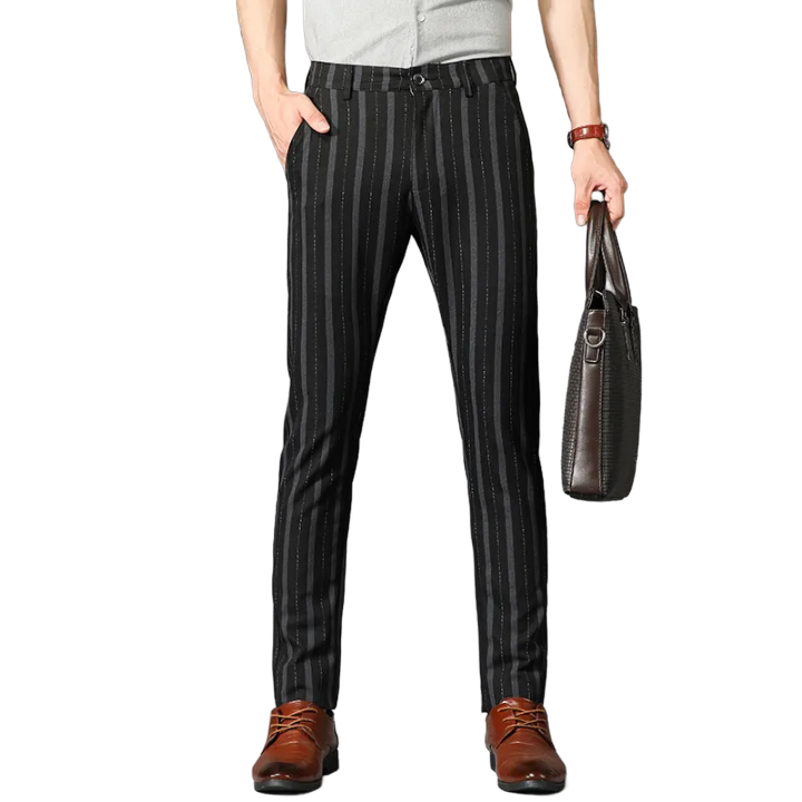 pantalon homme rayé, pantalon habillé premium, pantalon homme slim, pantalon homme élégant, pantalon de bureau homme