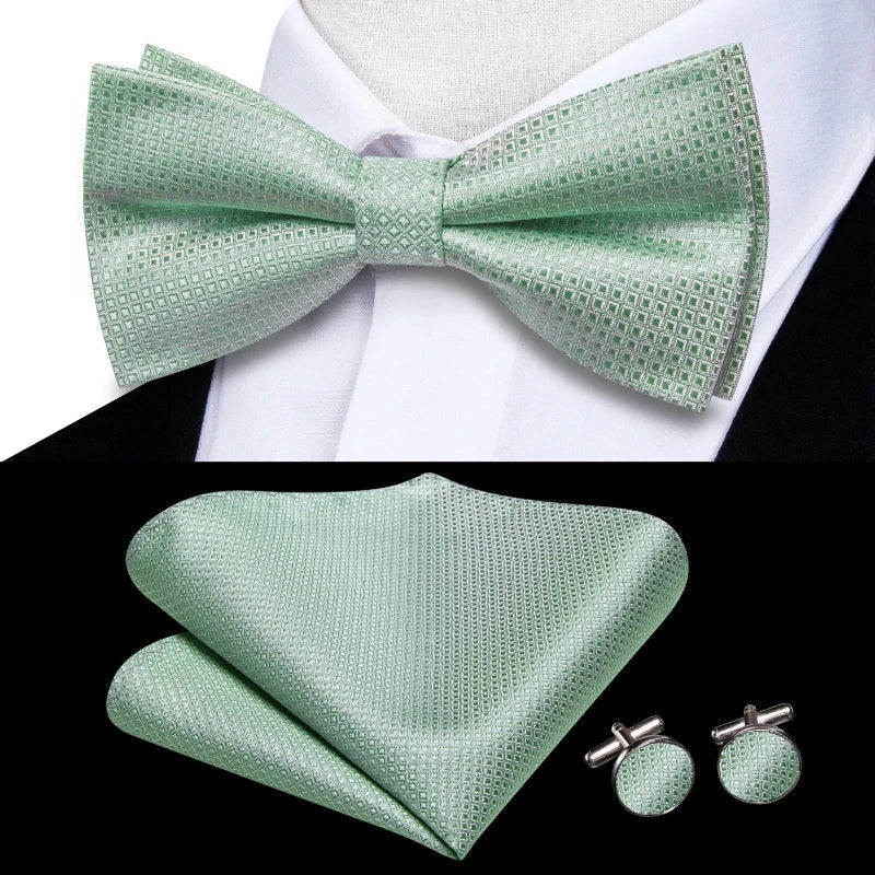 nœud papillon vert menthe, coffret nœud papillon, accessoire homme moderne, boutons de manchette, nœud papillon en soie