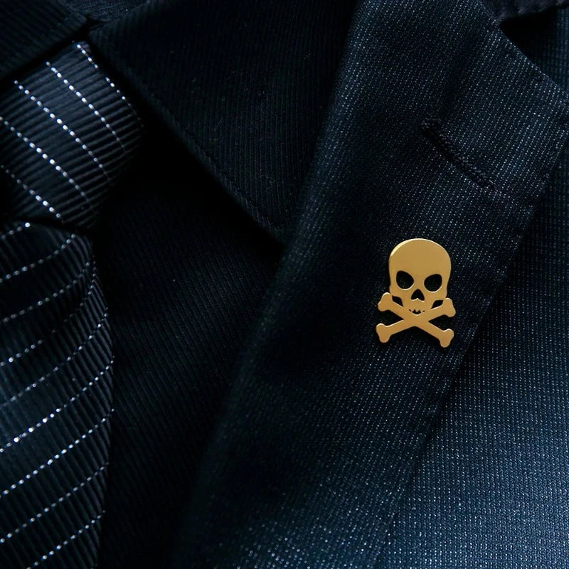 broche homme crâne, broche tête de mort, accessoire costume original, broche élégante, bijou homme unique