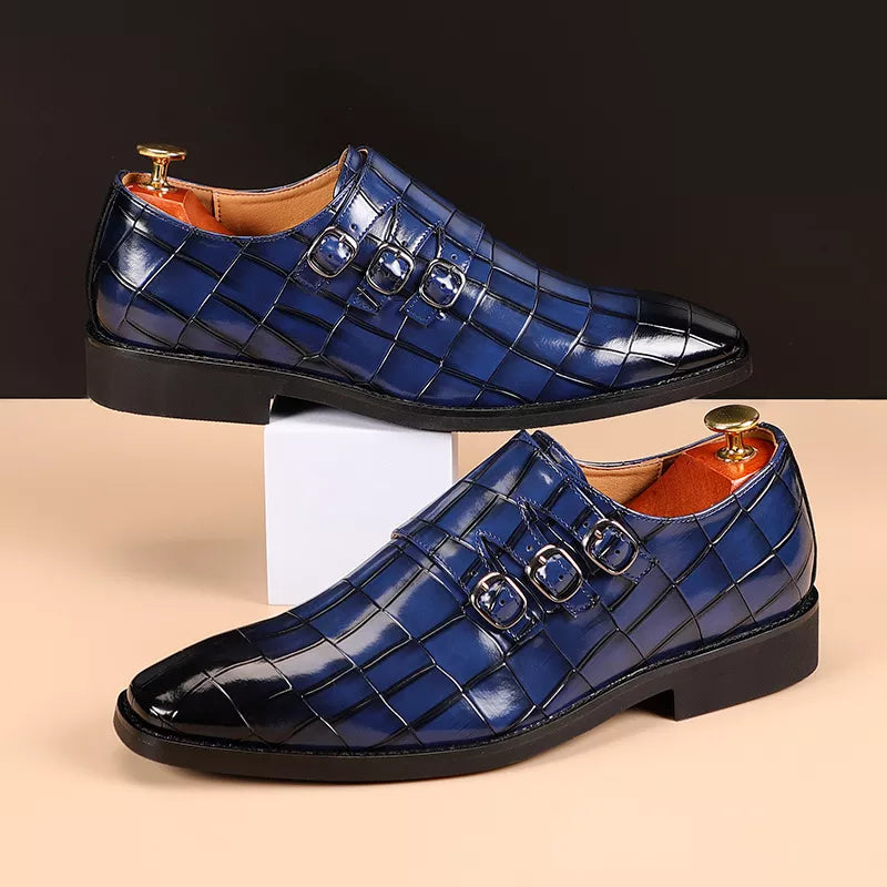 chaussure monk strap homme, chaussure homme à boucles, chaussure homme motifs croco, chaussure de ville élégante, chaussure homme bout pointu