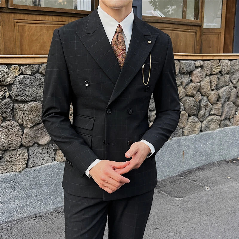 Costume Maximus, Costume Homme Croisé à Carreaux, Costume Homme Croisé, Costume Homme Complet, Costume Homme, Costume Croisé, Costume Carreaux, Costume