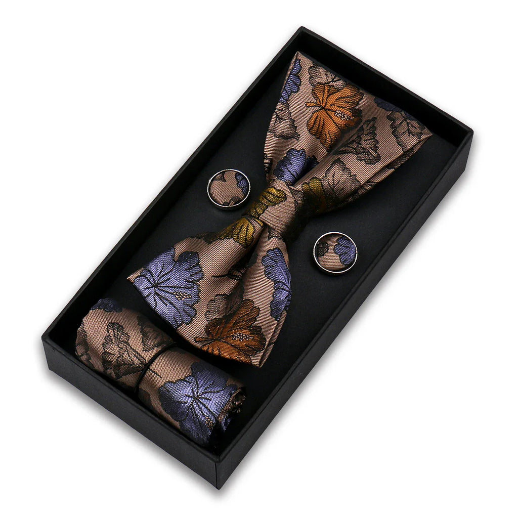 coffret cravate nœud papillon, nœud papillon imprimé, accessoire homme élégant, coffret cadeau masculin, ensemble cravate sophistiqué