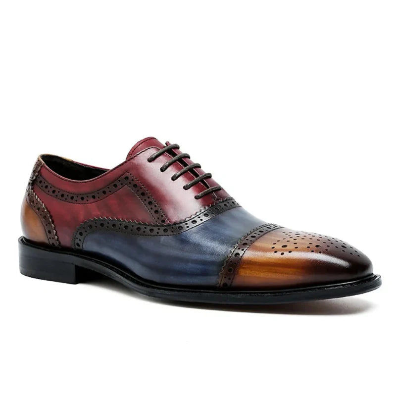 chaussure homme tricolore, chaussure en cuir homme, chaussure de ville moderne, chaussure formelle élégante, chaussure de luxe homme