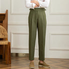 Pantalon en lin et coton, Pantalon de costume homme slim, Pantalon de tailleur à plis, Pantalon chic homme
