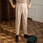 pantalon tailleur style anglais, pantalon homme élégant, pantalon slim homme, pantalon homme taille haute, pantalon de costume classique