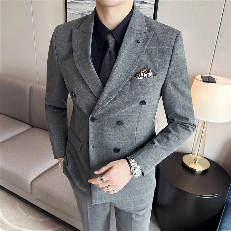 Costume Croisé 3 Pièces, Costume Croisé, Costume Homme à Carreaux, Costume Homme Slim Fit, Costume Homme Slim, Costume Homme Moderne, Costume Homme Complet, Costume Homme, Costume, Costume 3 Pièces