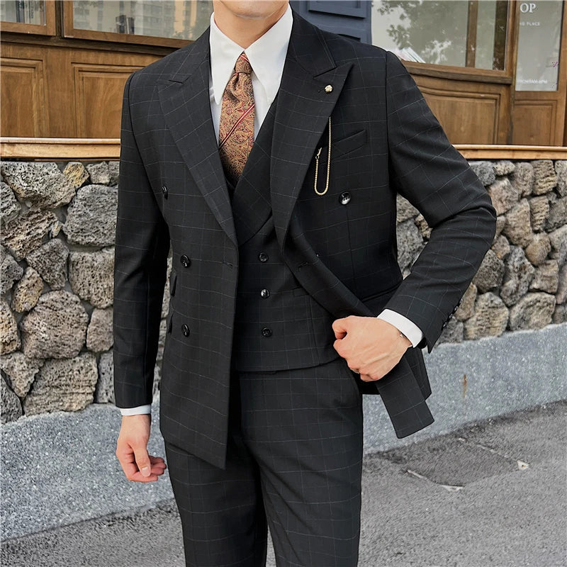 Costume Maximus, Costume Homme Croisé à Carreaux, Costume Homme Croisé, Costume Homme Complet, Costume Homme, Costume Croisé, Costume Carreaux, Costume