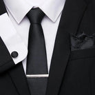 coffret cravate unie, cravate en soie et polyester, accessoire homme élégant, boutons de manchette de luxe, coffret cadeau pour homme