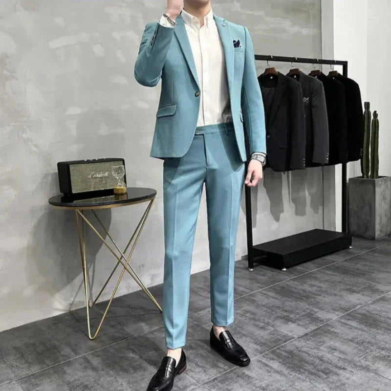 Costume homme, Costume homme slim, Costume homme slim décontracté, Costume homme cyan, Costume homme bleu