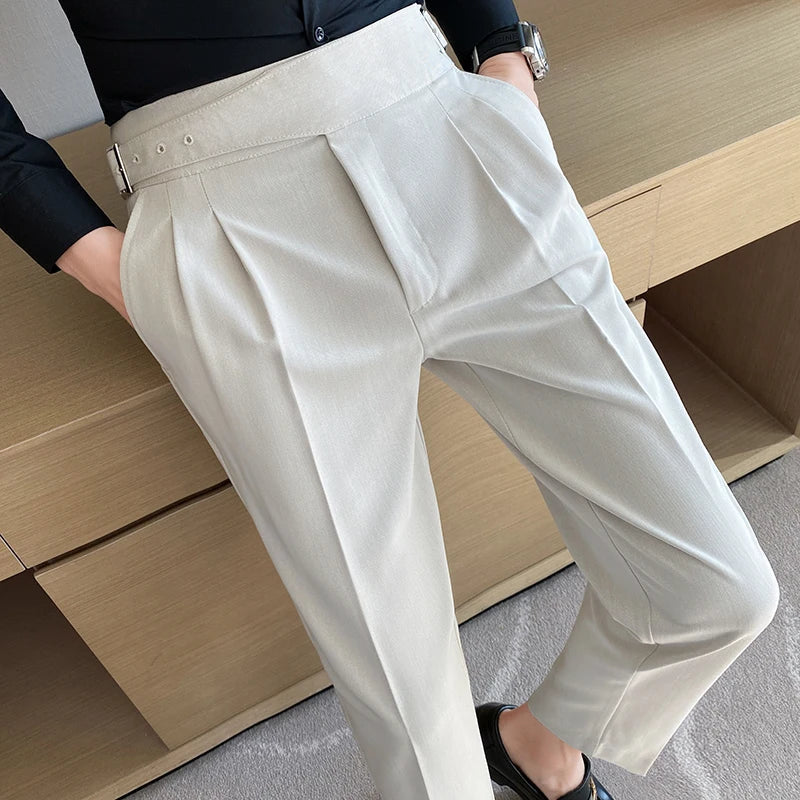 pantalon tailleur ajustable, pantalon homme slim, pantalon taille haute homme, pantalon homme élégant, pantalon de costume ajustable