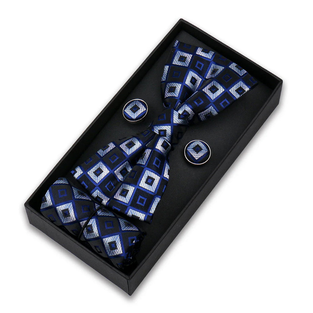 coffret cravate nœud papillon, nœud papillon imprimé, accessoire homme élégant, coffret cadeau masculin, ensemble cravate sophistiqué