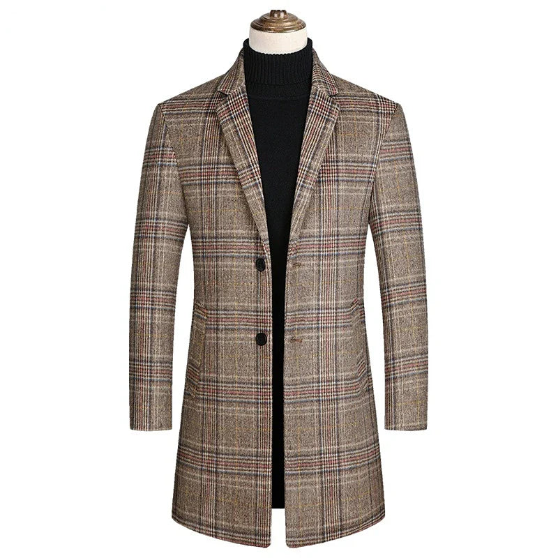 Manteau à carreaux, Manteau homme en laine à carreaux, Long manteau homme en laine Maximus, Manteau homme en laine, Manteau homme, Manteau matelassé, Manteau