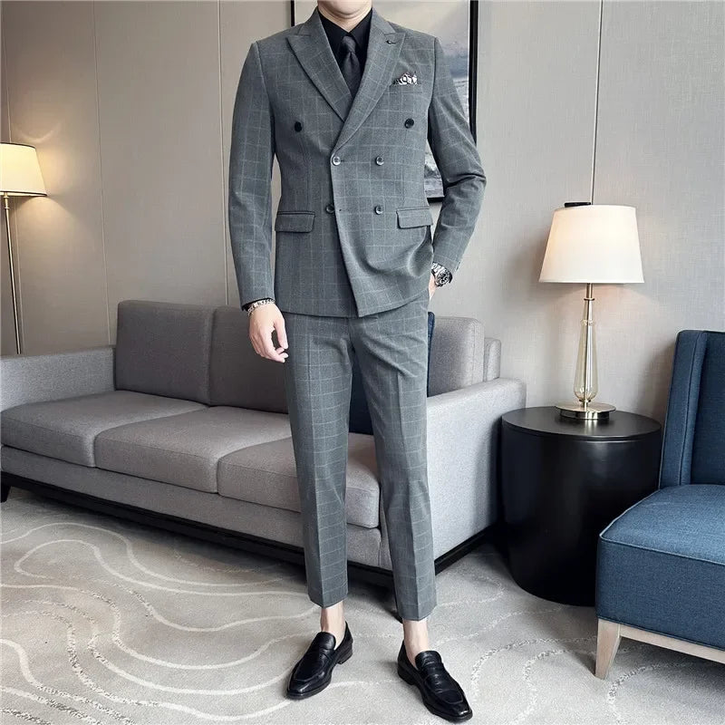 Costume Croisé 3 Pièces, Costume Croisé, Costume Homme à Carreaux, Costume Homme Slim Fit, Costume Homme Slim, Costume Homme Moderne, Costume Homme Complet, Costume Homme, Costume, Costume 3 Pièces