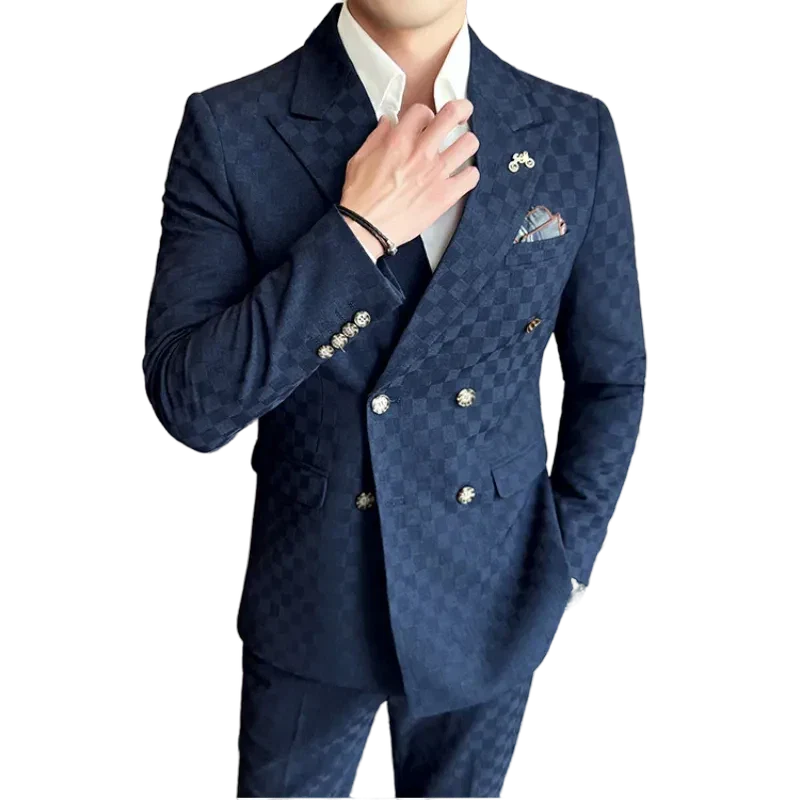 Costume homme quadrillé, Costume homme, Costume quadrillé, Costume croisé, Costume homme croisé, Ensemble homme à carreaux