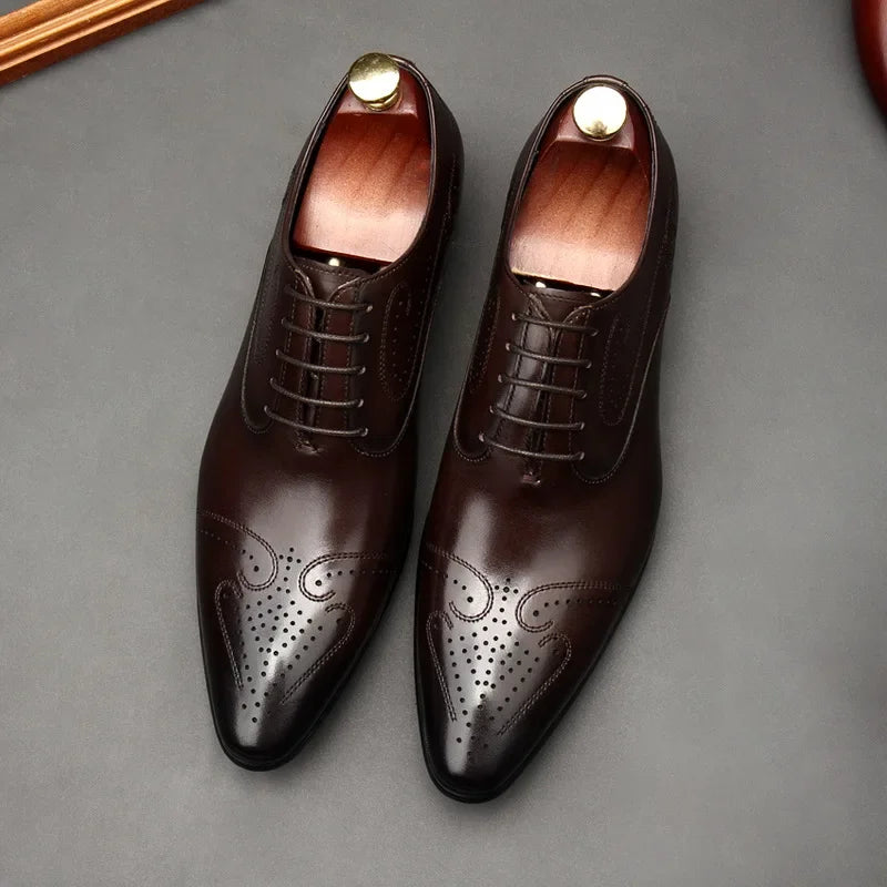 chaussure richelieu homme, chaussure homme perforée, chaussure de ville marron, chaussure formelle originale, chaussure homme bout pointu