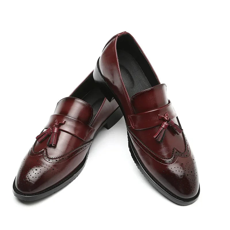 mocassin homme élégant, chaussure à glands homme, mocassin brogue homme, chaussure de ville marron, chaussure homme formelle